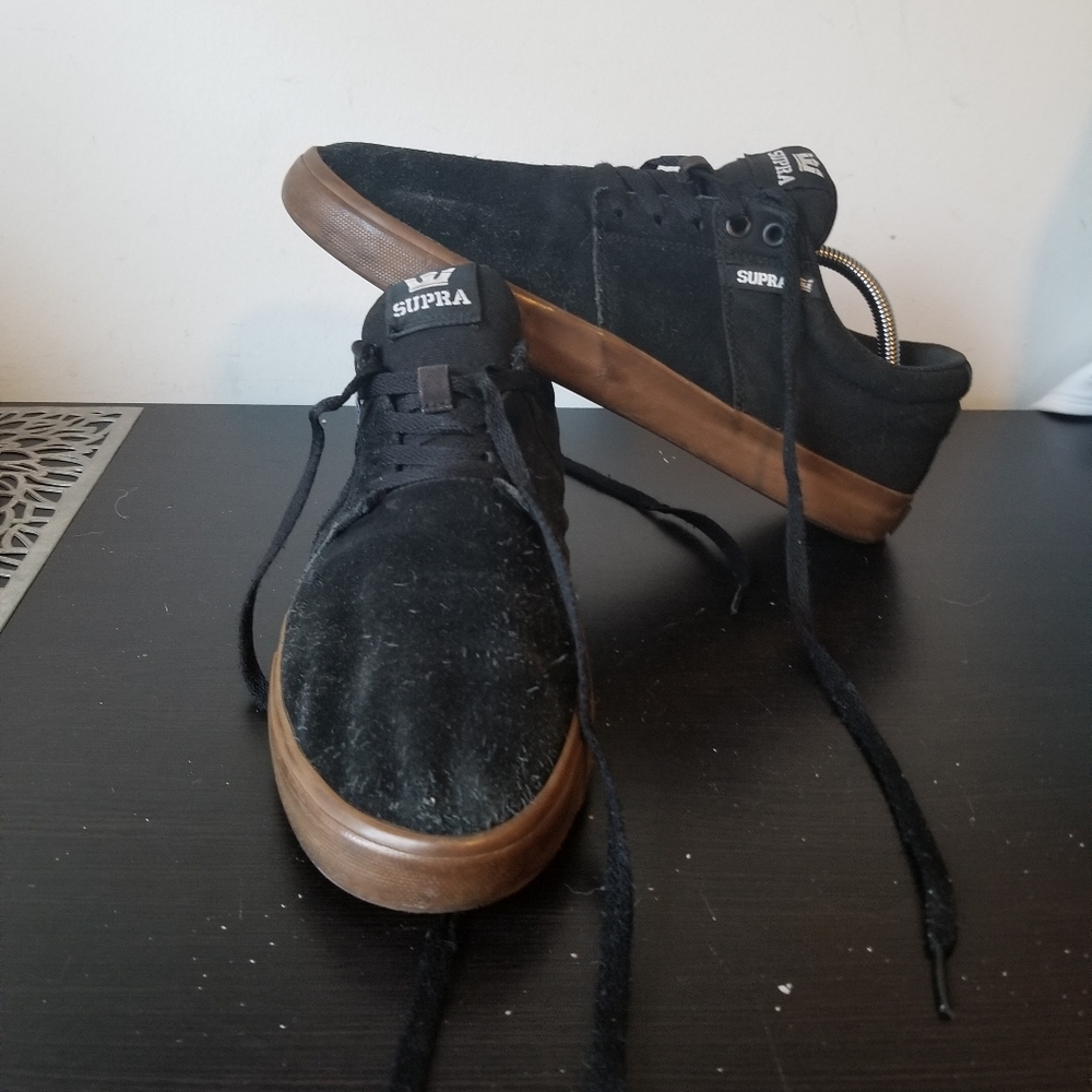 Supra Mens Skater Shoes Black Suede 9.5 Flawed